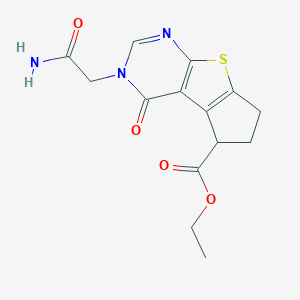molecular formula C14H15N3O4S B276132 ethyl 3-(2-amino-2-oxoethyl)-4-oxo-3,5,6,7-tetrahydro-4H-cyclopenta[4,5]thieno[2,3-d]pyrimidine-5-carboxylate 