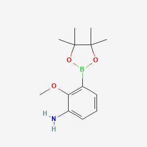 molecular formula C13H20BNO3 B2761321 2-甲氧基-3-(四甲基-1,3,2-二氧杂环戊二烷-2-基)苯胺 CAS No. 1609393-90-9