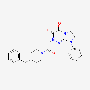 molecular formula C25H27N5O3 B2761324 2-(2-(4-benzylpiperidin-1-yl)-2-oxoethyl)-8-phenyl-7,8-dihydroimidazo[2,1-c][1,2,4]triazine-3,4(2H,6H)-dione CAS No. 941916-80-9