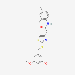 molecular formula C22H24N2O3S2 B2761327 2-(2-((3,5-二甲氧基苯基)硫代)噻唑-4-基)-N-(2,4-二甲基苯基)乙酰胺 CAS No. 941981-40-4