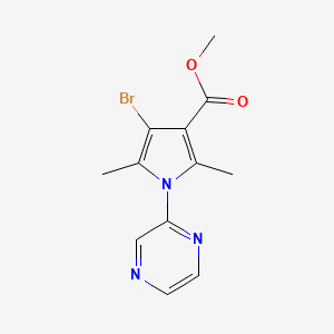 molecular formula C12H12BrN3O2 B2761329 Methyl 4-bromo-2,5-dimethyl-1-(pyrazin-2-yl)-1H-pyrrole-3-carboxylate CAS No. 2060061-07-4
