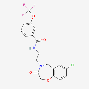 molecular formula C19H16ClF3N2O4 B2761330 N-(2-(7-chloro-3-oxo-2,3-dihydrobenzo[f][1,4]oxazepin-4(5H)-yl)ethyl)-3-(trifluoromethoxy)benzamide CAS No. 2034263-03-9