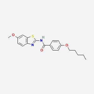 molecular formula C20H22N2O3S B2761340 N-(6-methoxybenzo[d]thiazol-2-yl)-4-(pentyloxy)benzamide CAS No. 96973-58-9