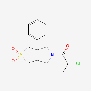 molecular formula C15H18ClNO3S B2761341 2-Chloro-1-(2,2-dioxo-3a-phenyl-3,4,6,6a-tetrahydro-1H-thieno[3,4-c]pyrrol-5-yl)propan-1-one CAS No. 2411267-57-5