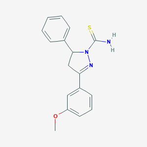 molecular formula C17H17N3OS B276136 3-(3-methoxyphenyl)-5-phenyl-4,5-dihydro-1H-pyrazole-1-carbothioamide 