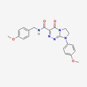molecular formula C21H21N5O4 B2761368 N-(4-甲氧基苄)-8-(4-甲氧基苯基)-4-氧代-4,6,7,8-四氢咪唑[2,1-c][1,2,4]三嗪-3-羧酰胺 CAS No. 946230-29-1