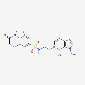 molecular formula C22H24N4O4S B2761386 N-(2-(1-ethyl-7-oxo-1H-pyrrolo[2,3-c]pyridin-6(7H)-yl)ethyl)-4-oxo-2,4,5,6-tetrahydro-1H-pyrrolo[3,2,1-ij]quinoline-8-sulfonamide CAS No. 2034461-34-0