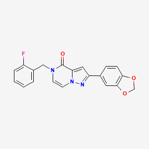 molecular formula C20H14FN3O3 B2761389 2-(1,3-benzodioxol-5-yl)-5-(2-fluorobenzyl)pyrazolo[1,5-a]pyrazin-4(5H)-one CAS No. 1326928-56-6