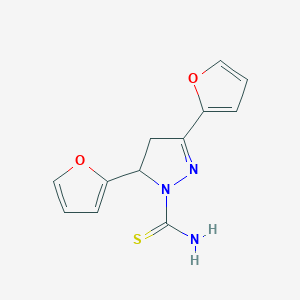 molecular formula C12H11N3O2S B276139 3,5-di(2-furyl)-4,5-dihydro-1H-pyrazole-1-carbothioamide 