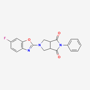 molecular formula C19H14FN3O3 B2761397 2-(6-Fluoro-1,3-benzoxazol-2-yl)-5-phenyl-1,3,3a,6a-tetrahydropyrrolo[3,4-c]pyrrole-4,6-dione CAS No. 2415585-54-3
