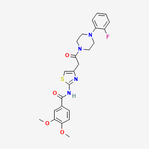 molecular formula C24H25FN4O4S B2761402 N-(4-(2-(4-(2-fluorophenyl)piperazin-1-yl)-2-oxoethyl)thiazol-2-yl)-3,4-dimethoxybenzamide CAS No. 1005294-88-1