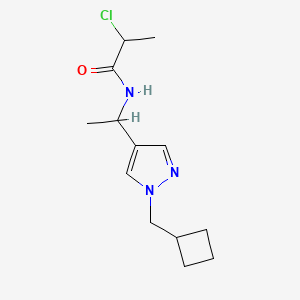 molecular formula C13H20ClN3O B2761403 2-Chloro-N-[1-[1-(cyclobutylmethyl)pyrazol-4-yl]ethyl]propanamide CAS No. 2411285-96-4