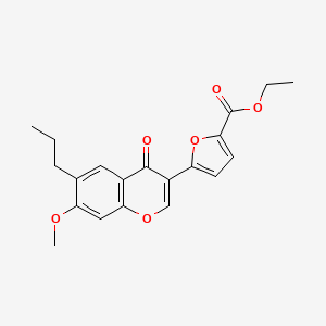 molecular formula C20H20O6 B2761406 Ethyl 5-(7-methoxy-4-oxo-6-propylchromen-3-yl)furan-2-carboxylate CAS No. 299951-55-6