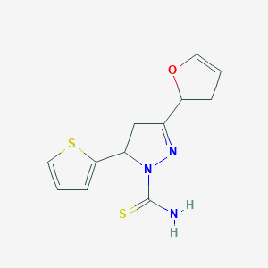 molecular formula C12H11N3OS2 B276141 3-(2-furyl)-5-(2-thienyl)-4,5-dihydro-1H-pyrazole-1-carbothioamide 