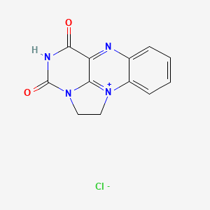 molecular formula C12H9ClN4O2 B2761411 4,6-Dioxo-2,4,5,6-tetrahydro-1H-benzo[g]imidazo[1,2,3-ij]pteridin-12-ium chloride CAS No. 114853-42-8