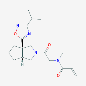 B2761419 N-[2-[(3Ar,6aR)-3a-(3-propan-2-yl-1,2,4-oxadiazol-5-yl)-1,3,4,5,6,6a-hexahydrocyclopenta[c]pyrrol-2-yl]-2-oxoethyl]-N-ethylprop-2-enamide CAS No. 2361887-18-3
