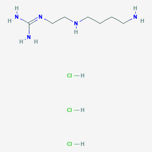 molecular formula C7H22Cl3N5 B2761429 2-[2-(4-Aminobutylamino)ethyl]guanidine;trihydrochloride CAS No. 2137791-28-5