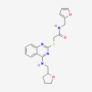 molecular formula C20H22N4O3S B2761433 N-(furan-2-ylmethyl)-2-[4-(oxolan-2-ylmethylamino)quinazolin-2-yl]sulfanylacetamide CAS No. 688355-03-5