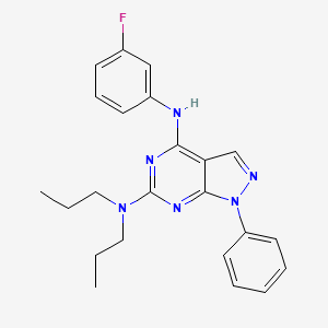 molecular formula C23H25FN6 B2761438 N4-(3-fluorophenyl)-1-phenyl-N6,N6-dipropyl-1H-pyrazolo[3,4-d]pyrimidine-4,6-diamine CAS No. 955337-48-1