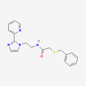 molecular formula C19H20N4OS B2761440 2-(benzylthio)-N-(2-(2-(pyridin-2-yl)-1H-imidazol-1-yl)ethyl)acetamide CAS No. 2034586-68-8
