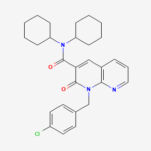 1-(4-chlorobenzyl)-N,N-dicyclohexyl-2-oxo-1,2-dihydro-1,8-naphthyridine-3-carboxamide