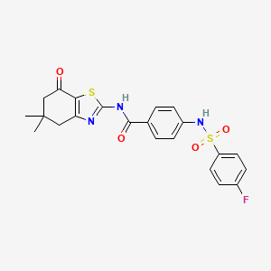 molecular formula C22H20FN3O4S2 B2761456 N-(5,5-二甲基-7-氧代-4,5,6,7-四氢苯并[d]噻唑-2-基)-4-(4-氟苯基磺酰氨基)苯甲酰胺 CAS No. 898466-87-0