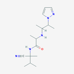 molecular formula C16H27N5O B2761459 N-(1-cyano-1,2-dimethylpropyl)-2-{[3-(1H-pyrazol-1-yl)butan-2-yl]amino}propanamide CAS No. 1333655-56-3