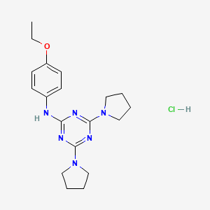 molecular formula C19H27ClN6O B2761464 N-(4-ethoxyphenyl)-4,6-di(pyrrolidin-1-yl)-1,3,5-triazin-2-amine hydrochloride CAS No. 1179490-95-9