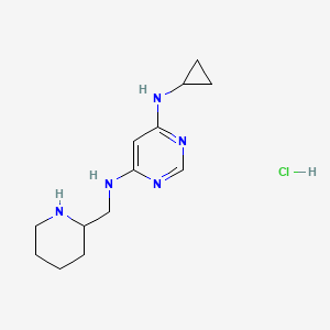 molecular formula C13H22ClN5 B2761479 N4-Cyclopropyl-N6-(piperidin-2-ylmethyl)pyrimidine-4,6-diamine hydrochloride CAS No. 1353956-39-4