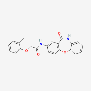 molecular formula C22H18N2O4 B2761494 N-(11-oxo-10,11-dihydrodibenzo[b,f][1,4]oxazepin-2-yl)-2-(o-tolyloxy)acetamide CAS No. 921891-20-5