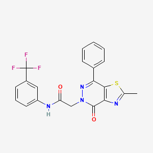 molecular formula C21H15F3N4O2S B2761497 2-(2-methyl-4-oxo-7-phenylthiazolo[4,5-d]pyridazin-5(4H)-yl)-N-(3-(trifluoromethyl)phenyl)acetamide CAS No. 941948-93-2