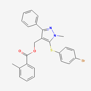 molecular formula C25H21BrN2O2S B2761499 {5-[(4-bromophenyl)sulfanyl]-1-methyl-3-phenyl-1H-pyrazol-4-yl}methyl 2-methylbenzenecarboxylate CAS No. 318289-20-2