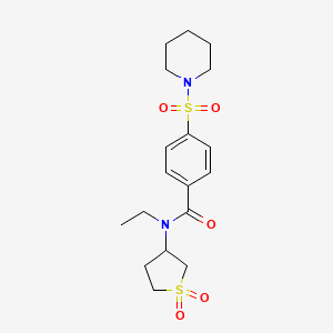 molecular formula C18H26N2O5S2 B2761503 N-(1,1-dioxidotetrahydrothiophen-3-yl)-N-ethyl-4-(piperidin-1-ylsulfonyl)benzamide CAS No. 874788-30-4