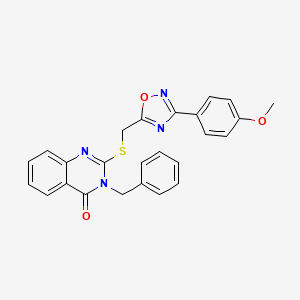 molecular formula C25H20N4O3S B2761504 3-苄基-2-(((3-(4-甲氧基苯基)-1,2,4-噁二唑-5-基)甲基硫)喹唑啉-4(3H)-酮 CAS No. 2034204-80-1