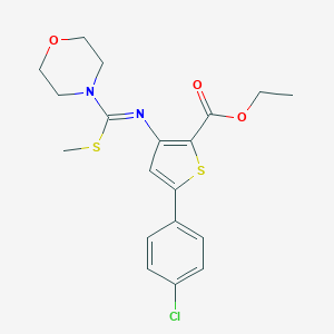 molecular formula C19H21ClN2O3S2 B276151 Ethyl 5-(4-chlorophenyl)-3-{[(methylsulfanyl)(4-morpholinyl)methylene]amino}-2-thiophenecarboxylate 