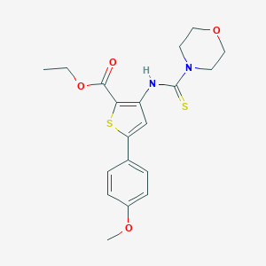 molecular formula C19H22N2O4S2 B276152 Ethyl 5-(4-methoxyphenyl)-3-[(4-morpholinylcarbothioyl)amino]-2-thiophenecarboxylate 