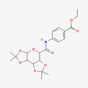 molecular formula C21H27NO8 B2761529 乙酸4-{4,4,11,11-四甲基-3,5,7,10,12-五氧代三环[7.3.0.0^{2,6}]十二碳-8-胺基}苯甲酸乙酯 CAS No. 1093406-40-6