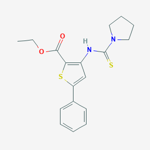 molecular formula C18H20N2O2S2 B276153 Ethyl 5-phenyl-3-[(1-pyrrolidinylcarbothioyl)amino]-2-thiophenecarboxylate 
