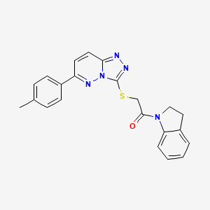 molecular formula C22H19N5OS B2761530 1-(Indolin-1-yl)-2-((6-(p-tolyl)-[1,2,4]triazolo[4,3-b]pyridazin-3-yl)thio)ethanone CAS No. 894065-08-8