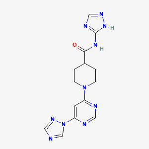 molecular formula C14H16N10O B2761534 1-(6-(1H-1,2,4-三唑-1-基)嘧啶-4-基)-N-(1H-1,2,4-三唑-5-基)哌啶-4-甲酰胺 CAS No. 1797728-63-2