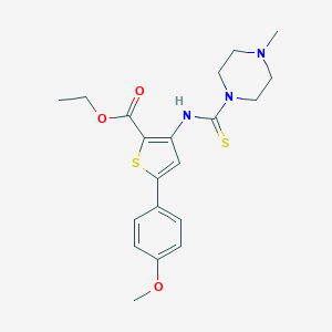 molecular formula C20H25N3O3S2 B276154 Ethyl 5-(4-methoxyphenyl)-3-{[(4-methyl-1-piperazinyl)carbothioyl]amino}-2-thiophenecarboxylate 