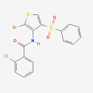 molecular formula C17H11BrClNO3S2 B2761548 N-[2-bromo-4-(phenylsulfonyl)-3-thienyl]-2-chlorobenzamide CAS No. 685119-25-9
