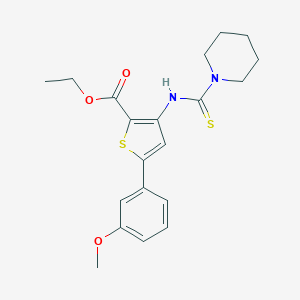 molecular formula C20H24N2O3S2 B276155 Ethyl 5-(3-methoxyphenyl)-3-[(1-piperidinylcarbothioyl)amino]-2-thiophenecarboxylate 
