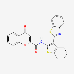 molecular formula C25H18N2O3S2 B2761552 N-(3-(benzo[d]thiazol-2-yl)-4,5,6,7-tetrahydrobenzo[b]thiophen-2-yl)-4-oxo-4H-chromene-2-carboxamide CAS No. 361478-84-4