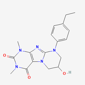 molecular formula C18H21N5O3 B2761553 9-(4-ethylphenyl)-7-hydroxy-1,3-dimethyl-7,8-dihydro-6H-purino[7,8-a]pyrimidine-2,4-dione CAS No. 333755-28-5
