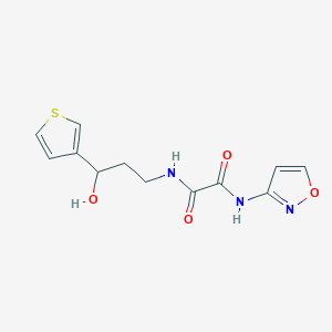 molecular formula C12H13N3O4S B2761554 N1-(3-hydroxy-3-(thiophen-3-yl)propyl)-N2-(isoxazol-3-yl)oxalamide CAS No. 2034405-01-9