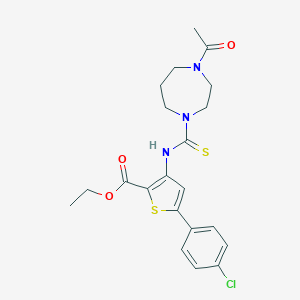 molecular formula C21H24ClN3O3S2 B276156 Ethyl 3-{[(4-acetyl-1,4-diazepan-1-yl)carbothioyl]amino}-5-(4-chlorophenyl)-2-thiophenecarboxylate 