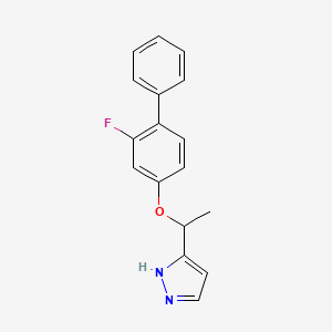 molecular formula C17H15FN2O B2761568 3-{1-[(2-fluoro[1,1'-biphenyl]-4-yl)oxy]ethyl}-1H-pyrazole CAS No. 477708-86-4
