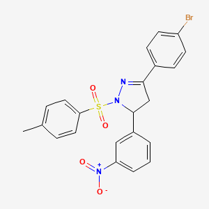molecular formula C22H18BrN3O4S B2761580 3-(4-溴苯基)-5-(3-硝基苯基)-1-对甲苯磺酰-4,5-二氢-1H-吡唑 CAS No. 312586-92-8