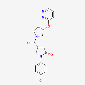 1-(4-Chlorophenyl)-4-(3-(pyridazin-3-yloxy)pyrrolidine-1-carbonyl)pyrrolidin-2-one